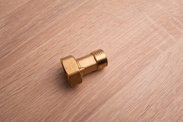 Domestic water supply brass fittings kit. 1/2 union, nuts and rubber washers.