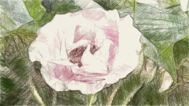 art drawing color of pink rose flower