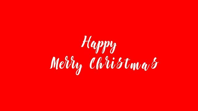 Happy Merry Christmas Cursive Text Calligraphy Transition on Red Background 