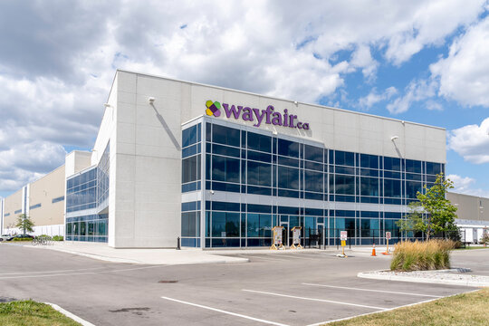 Mississauga, On, Canada - August 11, 2019: Wayfair.ca delivery and warehouse facility in Mississauga, On, Canada. Wayfair Inc. is an American e-commerce company that sells furniture and home-goods.