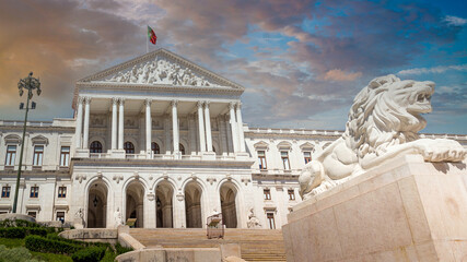 Naklejka premium Parliament building, Assembly of the Republic, Lisbon