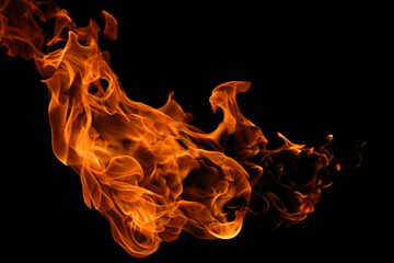 Abstract Fire flame isolated on black background - obrazy, fototapety, plakaty