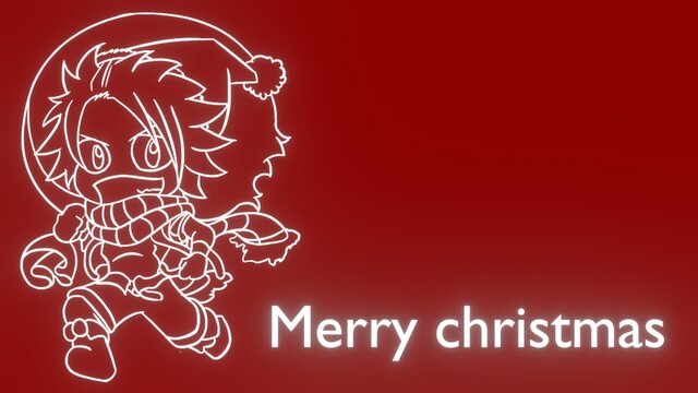 Christmas card whit white-colored character and text marry Christmas 