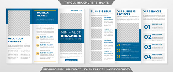 business trifold brochure template design with minimalist layout and modern concept use for business catalog and profile