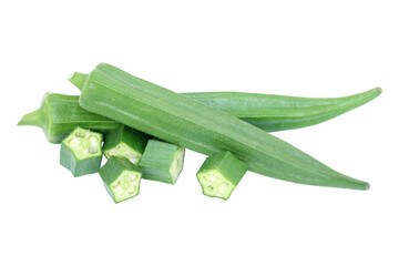 Fresh green Okra isolated on white with