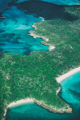 Aerial view of Whitsunday Archipelago from the airplane