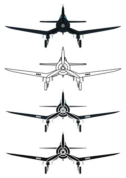 F4U Corsair airplane, Front view.