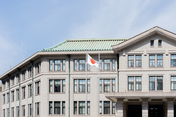 Fototapeta na wymiar Tokyo, Japan - April 5, 2019: Imperial Household Agency Building in the Imperial Palace in Tokyo