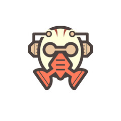 Personal protective equipment (PPE) icon. Consist of air purifying respirator or gas mask, earmuff and goggle. For protect mechanics, welder, painter and worker from biohazard, pollution, radiation.