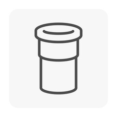 PVC plastic pipe fitting vector icon. Adapter with slip socket opening one end and female NPT thread. Part for installation in pipeline system for plumbing, drainage, waste, vent and water supply.