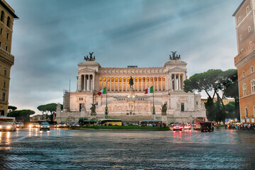 ROME, ITALY - JUNE 2014: Altar of the Fatherland, Altare della Patria, also known as the National Monument to Victor Emmanuel II