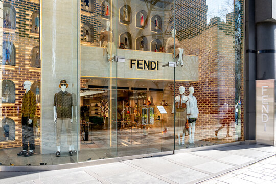 
Tokyo, Japan - March 22, 2019: Fendi storefront in Tokyo, Japan. Fendi is an Italian luxury fashion house. 