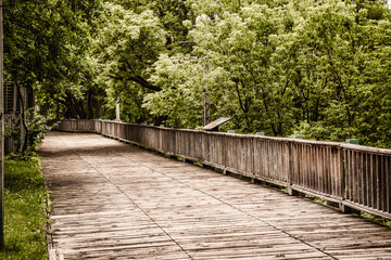 Obraz premium wooden bridge in the middle of a provincial park