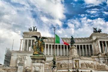 Fototapeta na wymiar Altar of the Fatherland, Altare della Patria, also known as the National Monument to Victor Emmanuel II, Rome, Italy