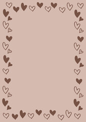 ハートの手書き風の背景素材　枠　フレーム　バレンタイン