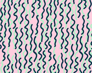 Beautiful vector pattern with hand drawn wavy and curved lines. Geometric abstract seamless digital background