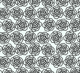 Beautiful vector seamless pattern with hand drawn flower shapes. Linear botanical drawing