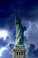 Fototapeta premium The Statue of Liberty under a coming storm, New York, USA