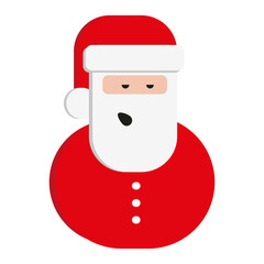 Cute  Santa Claus Sticker in modern flat style. Merry Christmas and happy new year decorative element on posters, gift tags and labels. Vector Illustration.