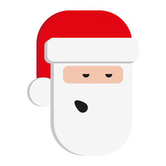 Cute Simple Santa Claus Sticker. Merry Christmas and happy new year decorative element on holiday, posters, gift tags and labels. Vector Illustration.