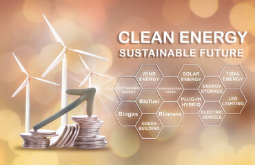 Clean energy concept to sustainable future concept and alternative energy economic growth idea....