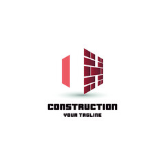 IH initial letter wall brick for construction logo design concept. Repair architecture service business