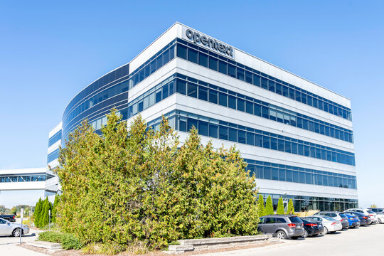 Waterloo, Ontario, Canada-September 30, 2019: OpenText Corporate Headquarters office in Waterloo, Ontario, Canada, a Canadian company that develops and sells EIM software. 