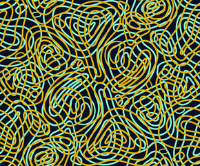 Beautiful vector pattern with hand drawn wavy and curved lines. Geometric abstract seamless digital background