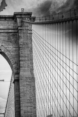 Sky colors on the background of Brooklyn Bridge Tower, New York City