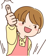 主婦・女性保育士　サムズアップする女性