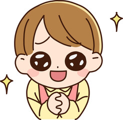 主婦・女性保育士　キラキラした目で見つめる