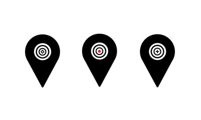 Set of map pointer icon with accuracy. more on target. isolated white. vector