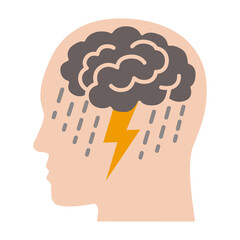 Brainstorm or mental illness disorder flat vector color icon for mental health apps and websites