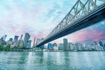 Sunset sky colors over Manhattan Skyline, New York City
