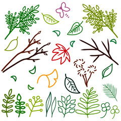 植物自然シンプル素材セット線画