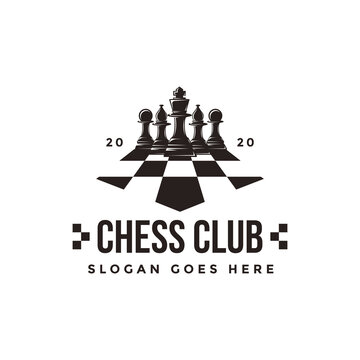 Vintage classic badge emblem chess club, chess tournament logo vector icon on white background