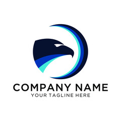 Eagle Logo design vector template for negative space. Creative Wild Bird Falcon Hawk in Circle Logotype concept icon.