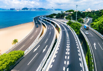 The Yanwu Bridge and the Baicheng Beach in Xiamen, China