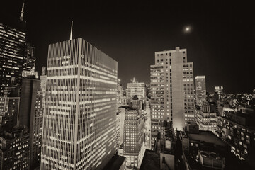 Fototapeta na wymiar Night lights of Manhattan. New York City aerial view
