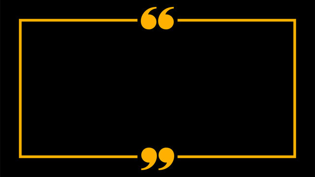 banner frame with quotation mark comma sign for background, copy space, quote square bubble icon, quote frame template orange on black