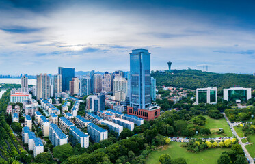 Naklejka premium Cityscape of Bailuzhou Park, Xiamen, China