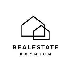 real estate house mortgage outline logo vector icon illustration