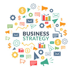 Business strategy background. Colorful symbols suitable for many purposes. 