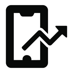 
Editable glyph icon of mobile online analytics
