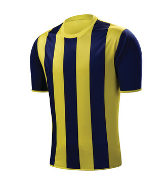yellow and dark blue striped soccer sports t-shirt, soccer uniform Photo | Adobe Stock