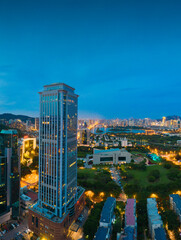 City night view of Bailuzhou Park, Xiamen, China