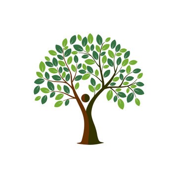human tree vector illustration, family tree logo design