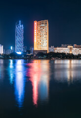 Obraz premium City night view of Bailuzhou Park, Xiamen, China