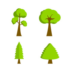 Four Green Tree Design Illustration