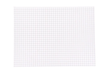 Checkered notebook isolated on white background. Top view
